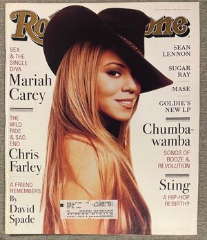 Mariah Carey is featured wearing a dark cowboy hat on this vintage Rolling Stone